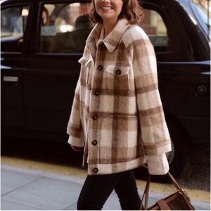 Sézane Alda Jacket - Brown Plaid - size 38 eu, size medium